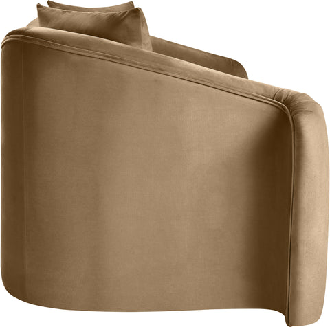 Elara 70" Beige Velvet Upholstered Loveseat, 1 Piece