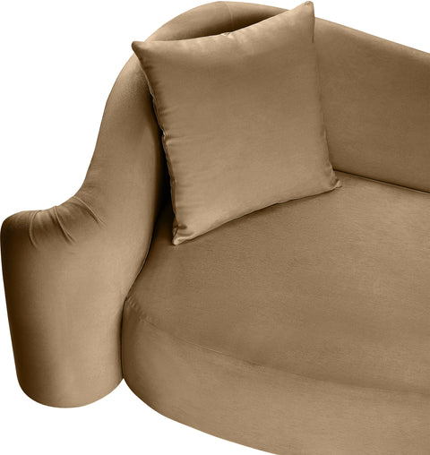 Elara 91" Beige Velvet Upholstered Sofa, 1 Piece