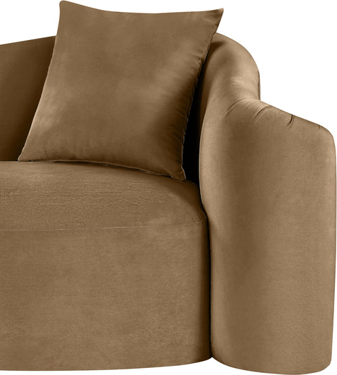 Elara 91" Beige Velvet Upholstered Sofa, 1 Piece