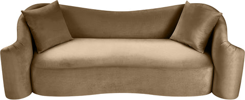 Elara 91" Beige Velvet Upholstered Sofa, 1 Piece