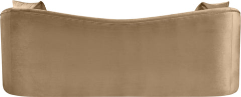Elara 91" Beige Velvet Upholstered Sofa, 1 Piece