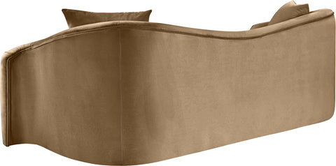 Elara 91" Beige Velvet Upholstered Sofa, 1 Piece