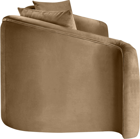 Elara 91" Beige Velvet Upholstered Sofa, 1 Piece