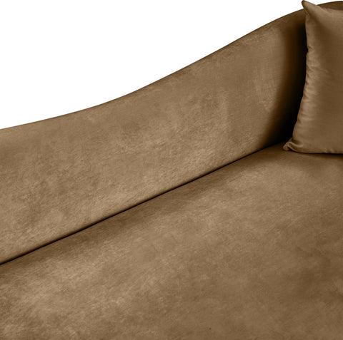 Elara 91" Beige Velvet Upholstered Sofa, 1 Piece