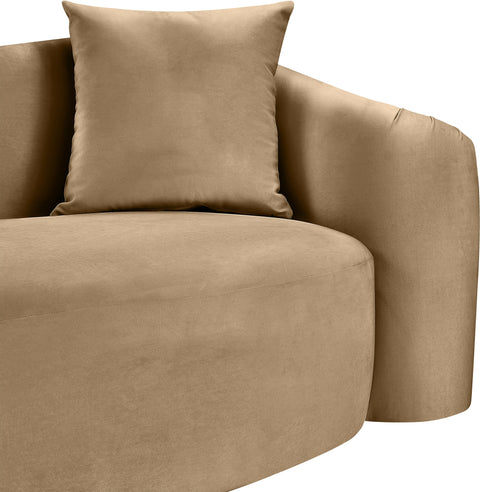 Elara 91" Beige Velvet Upholstered Sofa, 1 Piece