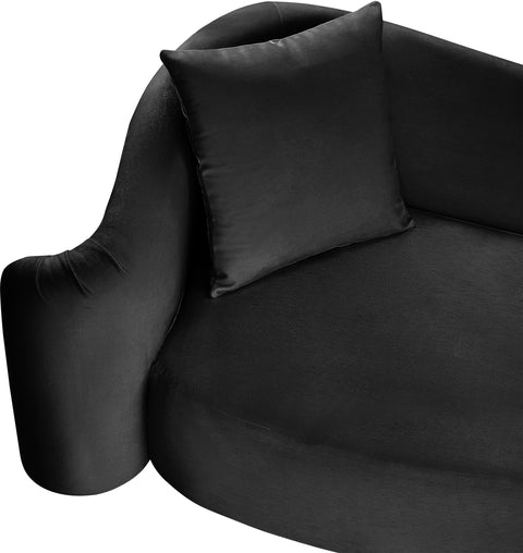 Elara 91" Black Velvet Upholstered Sofa, 1 Piece