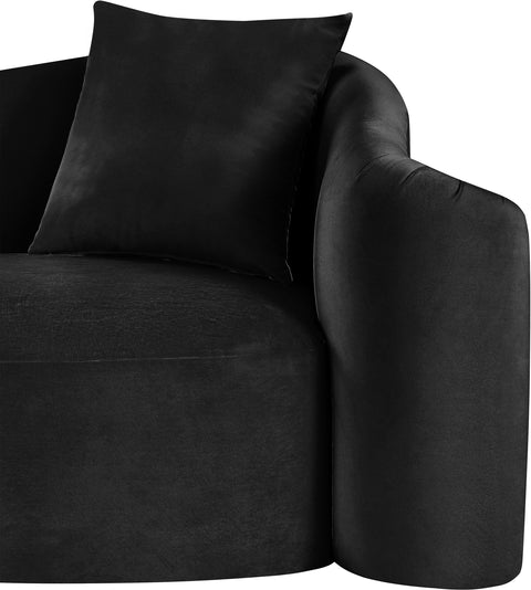 Elara 91" Black Velvet Upholstered Sofa, 1 Piece