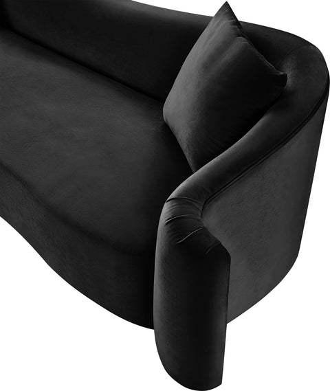 Elara 91" Black Velvet Upholstered Sofa, 1 Piece