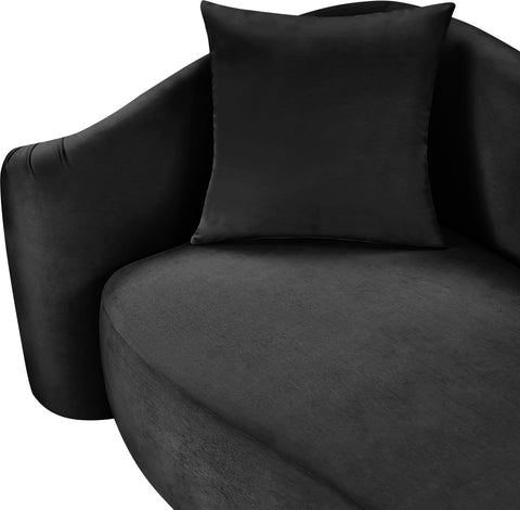 Elara 91" Black Velvet Upholstered Sofa, 1 Piece