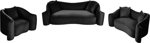 Elara 91" Black Velvet Upholstered Sofa, 1 Piece