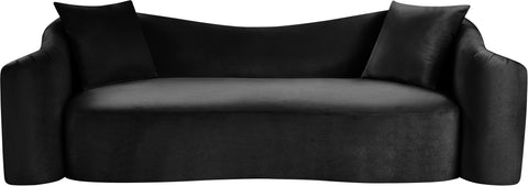 Elara 91" Black Velvet Upholstered Sofa, 1 Piece