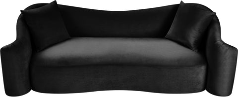 Elara 91" Black Velvet Upholstered Sofa, 1 Piece