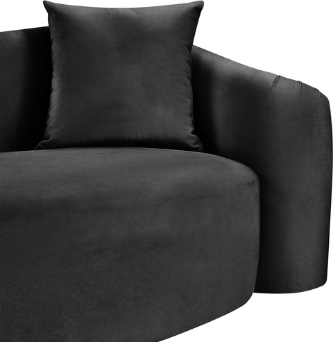Elara 91" Black Velvet Upholstered Sofa, 1 Piece