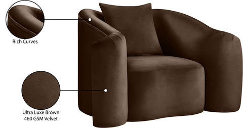 Elara Brown Velvet Upholstered Chair, 1 Piece