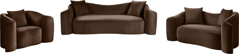Elara Brown Velvet Upholstered Chair, 1 Piece