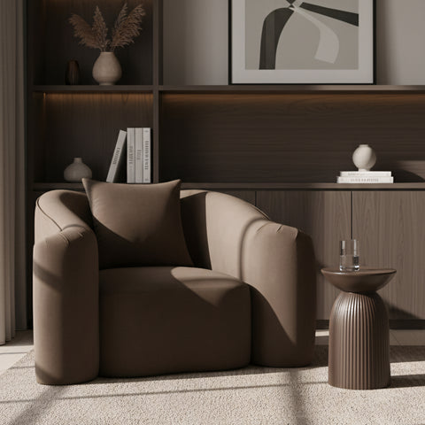 Elara Brown Velvet Upholstered Chair, 1 Piece