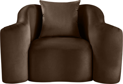 Elara Brown Velvet Upholstered Chair, 1 Piece