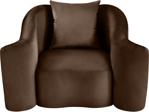 Elara Brown Velvet Upholstered Chair, 1 Piece