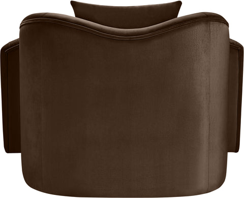 Elara Brown Velvet Upholstered Chair, 1 Piece