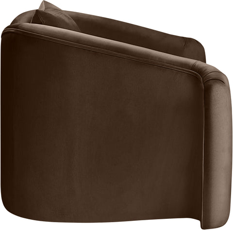 Elara Brown Velvet Upholstered Chair, 1 Piece