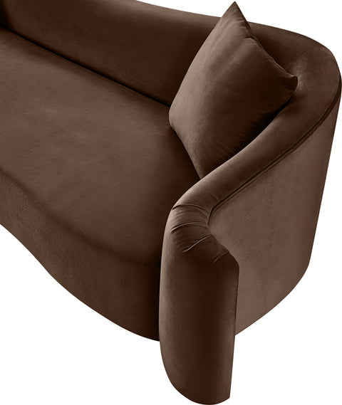 Elara 70" Brown Velvet Upholstered Loveseat, 1 Piece