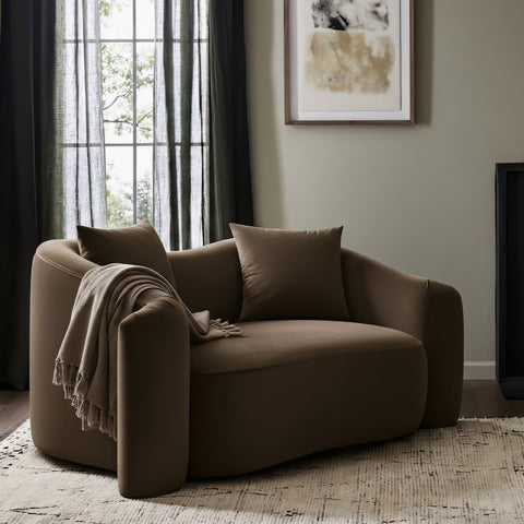Elara 70" Brown Velvet Upholstered Loveseat, 1 Piece