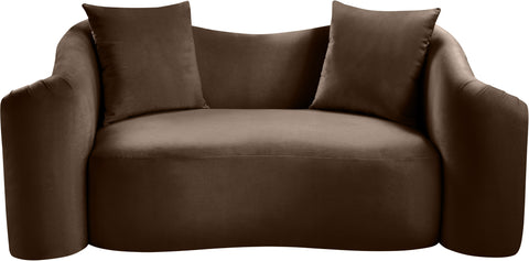 Elara 70" Brown Velvet Upholstered Loveseat, 1 Piece