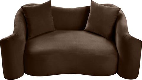 Elara 70" Brown Velvet Upholstered Loveseat, 1 Piece