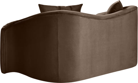 Elara 70" Brown Velvet Upholstered Loveseat, 1 Piece