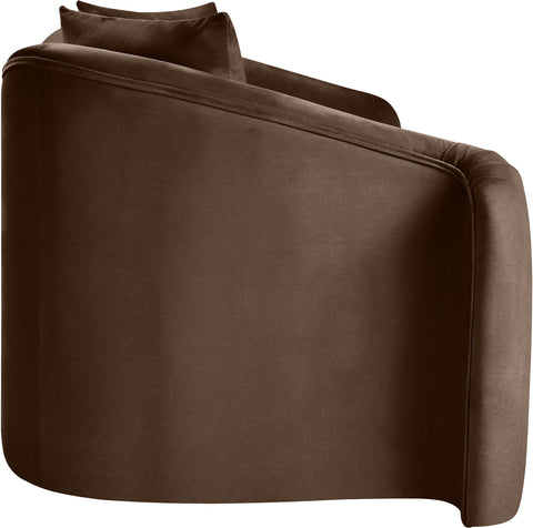 Elara 70" Brown Velvet Upholstered Loveseat, 1 Piece
