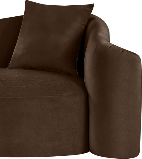 Elara 91" Brown Velvet Upholstered Sofa, 1 Piece
