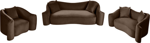 Elara 91" Brown Velvet Upholstered Sofa, 1 Piece