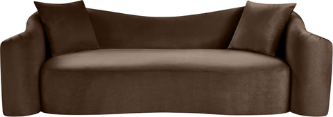 Elara 91" Brown Velvet Upholstered Sofa, 1 Piece