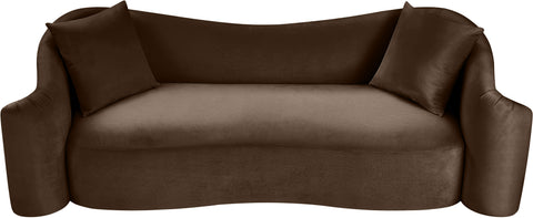 Elara 91" Brown Velvet Upholstered Sofa, 1 Piece