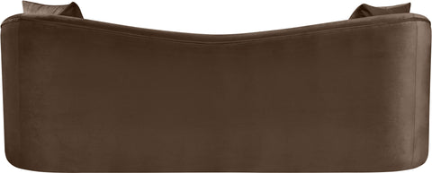 Elara 91" Brown Velvet Upholstered Sofa, 1 Piece