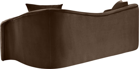 Elara 91" Brown Velvet Upholstered Sofa, 1 Piece