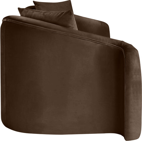 Elara 91" Brown Velvet Upholstered Sofa, 1 Piece