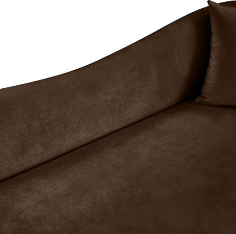 Elara 91" Brown Velvet Upholstered Sofa, 1 Piece