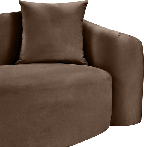 Elara 91" Brown Velvet Upholstered Sofa, 1 Piece