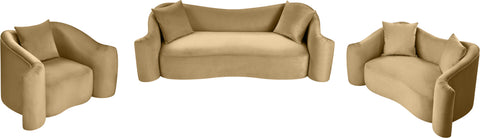 Elara 70" Camel Velvet Upholstered Loveseat, 1 Piece