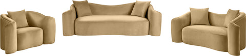 Elara 70" Camel Velvet Upholstered Loveseat, 1 Piece