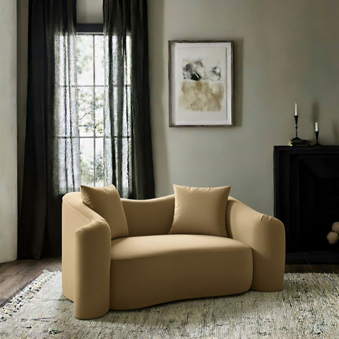 Elara 70" Camel Velvet Upholstered Loveseat, 1 Piece