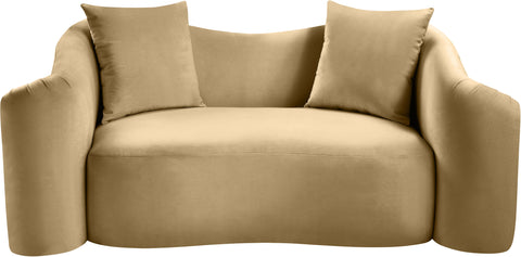 Elara 70" Camel Velvet Upholstered Loveseat, 1 Piece