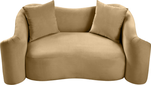 Elara 70" Camel Velvet Upholstered Loveseat, 1 Piece