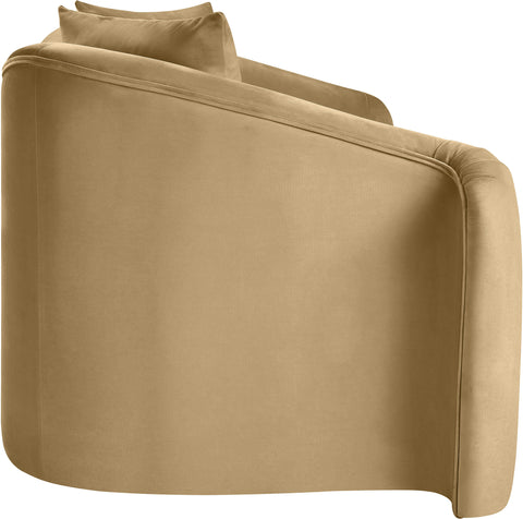 Elara 70" Camel Velvet Upholstered Loveseat, 1 Piece
