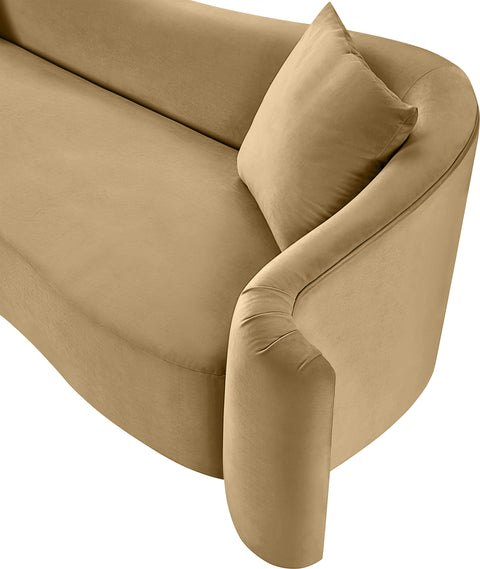Elara 91" Camel Velvet Upholstered Sofa, 1 Piece