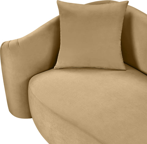 Elara 91" Camel Velvet Upholstered Sofa, 1 Piece