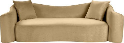 Elara 91" Camel Velvet Upholstered Sofa, 1 Piece