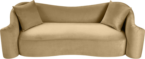 Elara 91" Camel Velvet Upholstered Sofa, 1 Piece