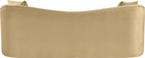 Elara 91" Camel Velvet Upholstered Sofa, 1 Piece